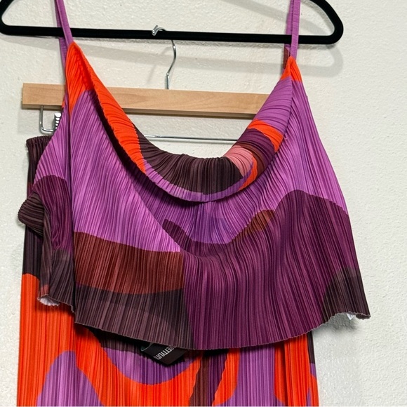 PrettyLittle Thing PINK PRINT PLISSE TOP AND MIDI SKIRT SIZE 22 - Picture 7 of 11